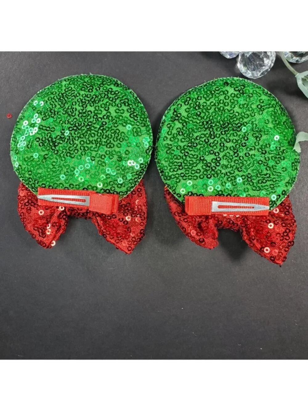 Minnie Mouse Ears Barretts Christmas Sequins Red Hair Bow Clips Hair Accessories